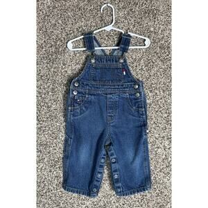 Vtg Y2K Tommy Hilfiger Infant 6–12M Denim Bib Overalls Snap Leg Carpenter Baby
